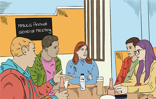 Illustration of people at a meeting