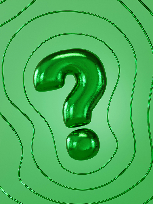 floating green question mark